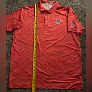 Puma Shirt Mens 2XL XXL Red Geometric Volition America Golf Polo Performance